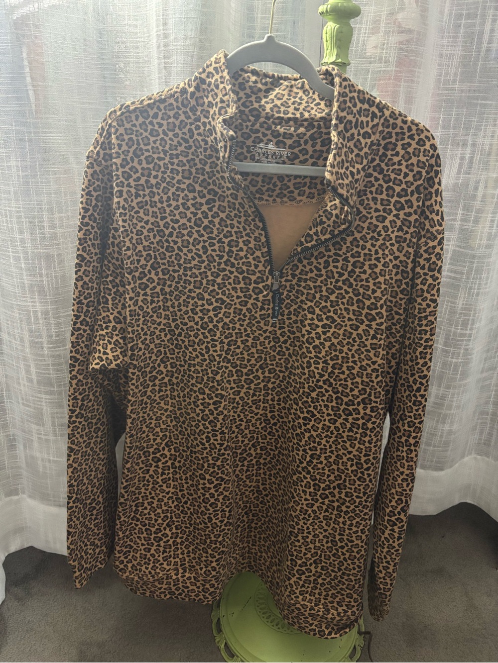 Charles River Apparel Leopard Print Quarter-Zip - Brown/Black